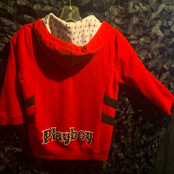 ⭐️SALE⭐️ Y2K RARE embroidered Playboy mini Hoodie w zipper pulley - Picture 2 of 8